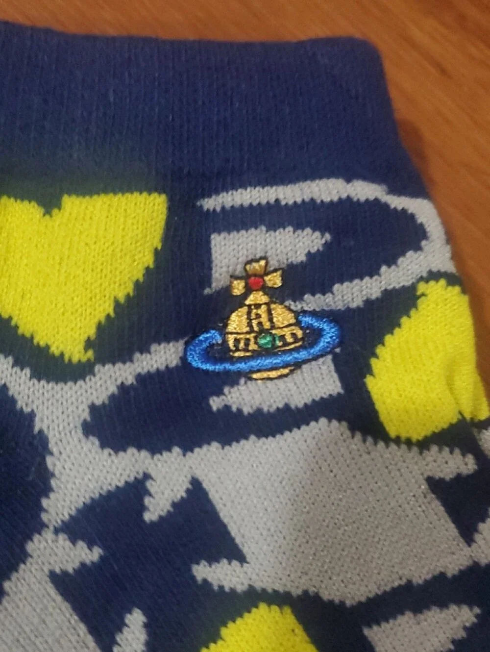 Vivienne Westwood Women’s No-Show Socks — Red, Blue & Yellow Patterned Trio